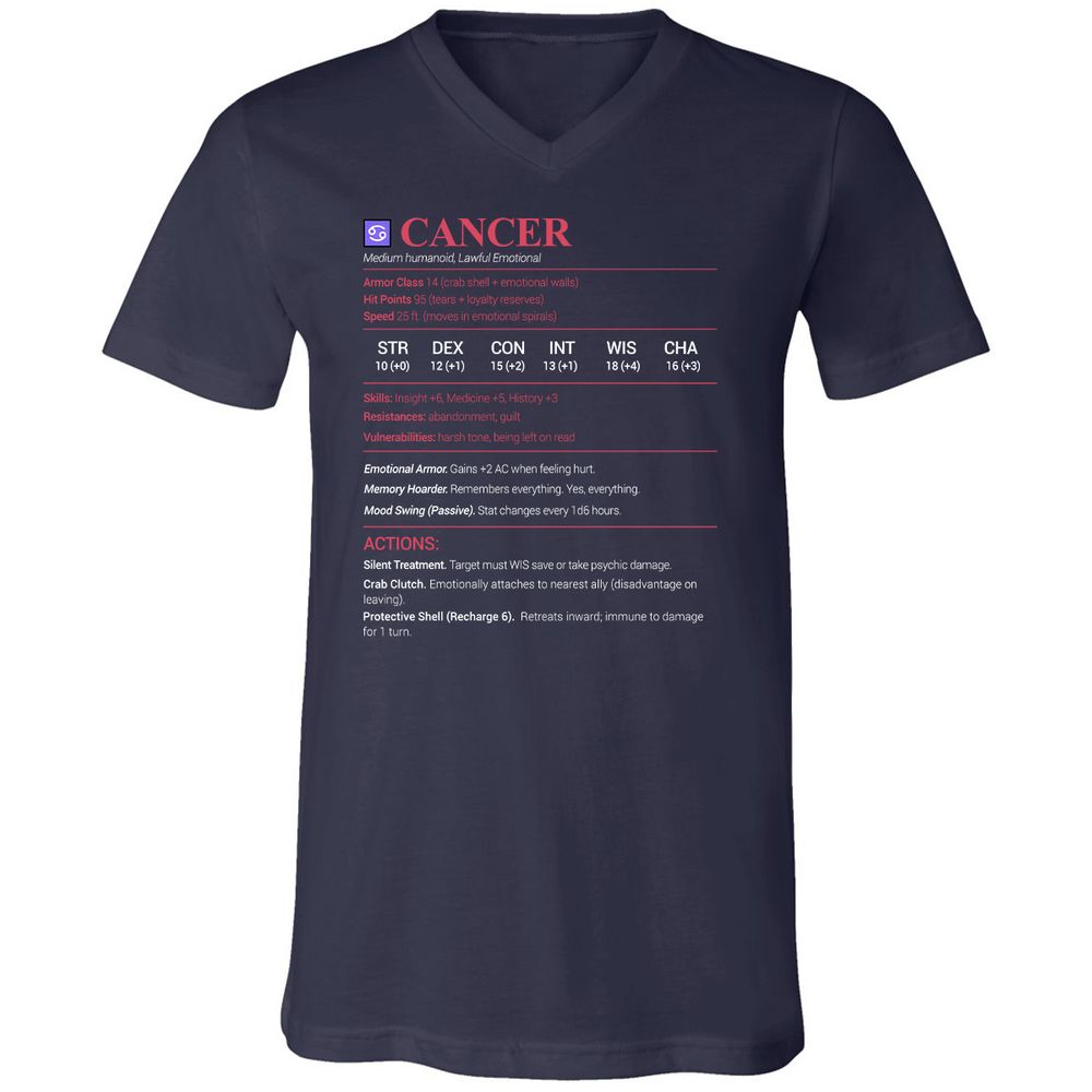Cancer Stats Unisex V-Neck T-Shirt - Navy - 2
