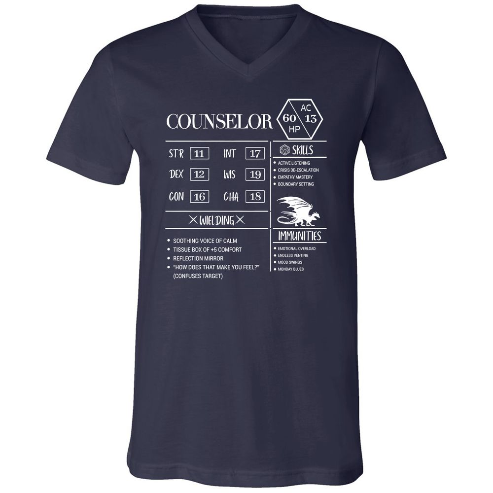 Counselor New Unisex V-Neck T-Shirt - Navy - 2