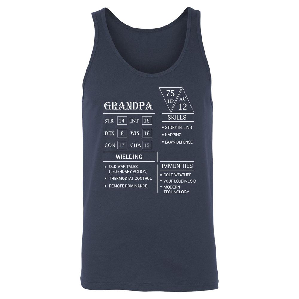 Grandpa Stats Unisex Jersey Tank - Navy - 2
