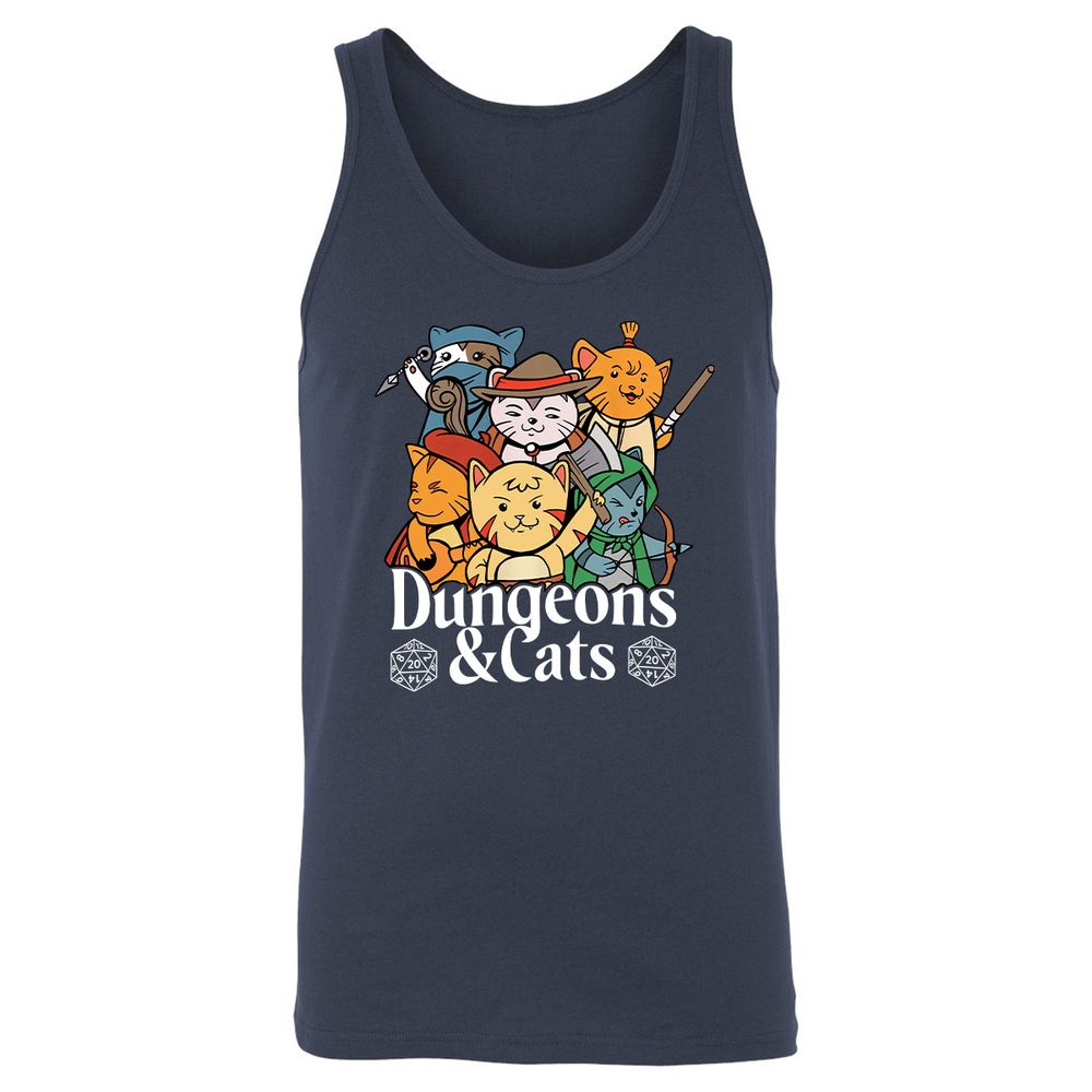 Dungeons & Cats Unisex Jersey Tank - Navy - 2