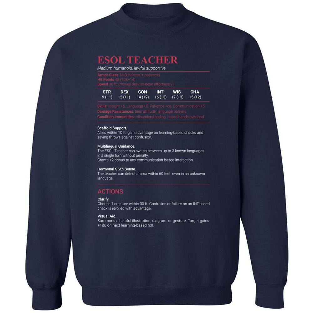 ESOL Teacher Classic Unisex Sweatshirt - Navy - 2