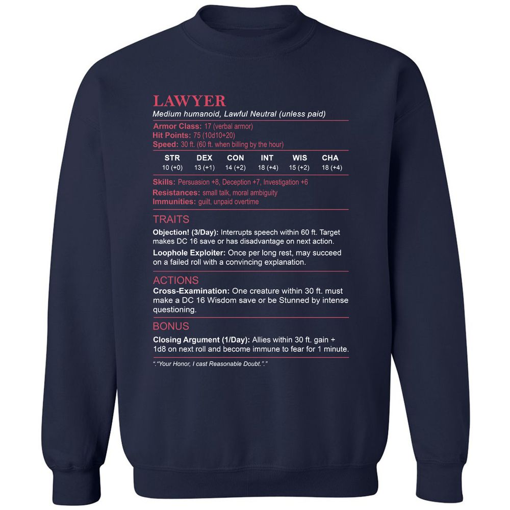 Lawyer Stats Classic Unisex Sweatshirt - Navy - 2