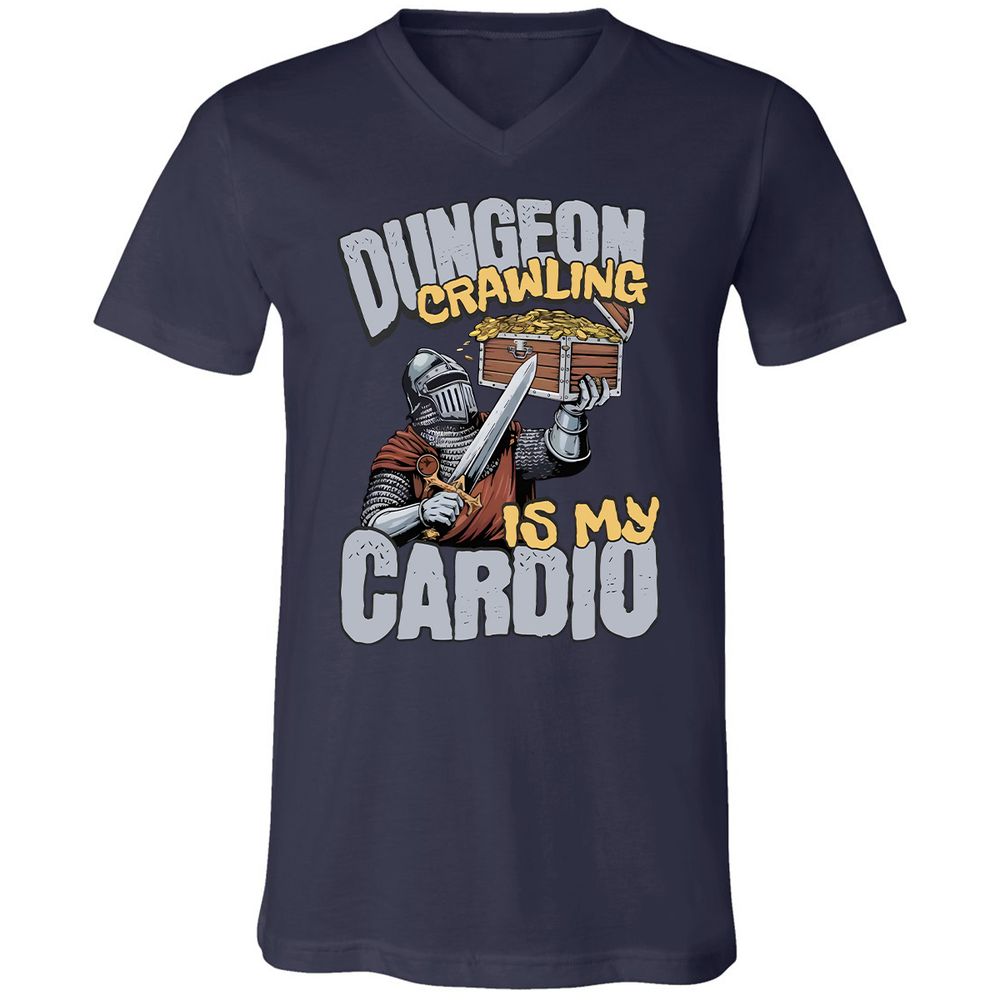 Dungeon Crawling Is My Cardio Unisex V-Neck T-Shirt - Navy - 2