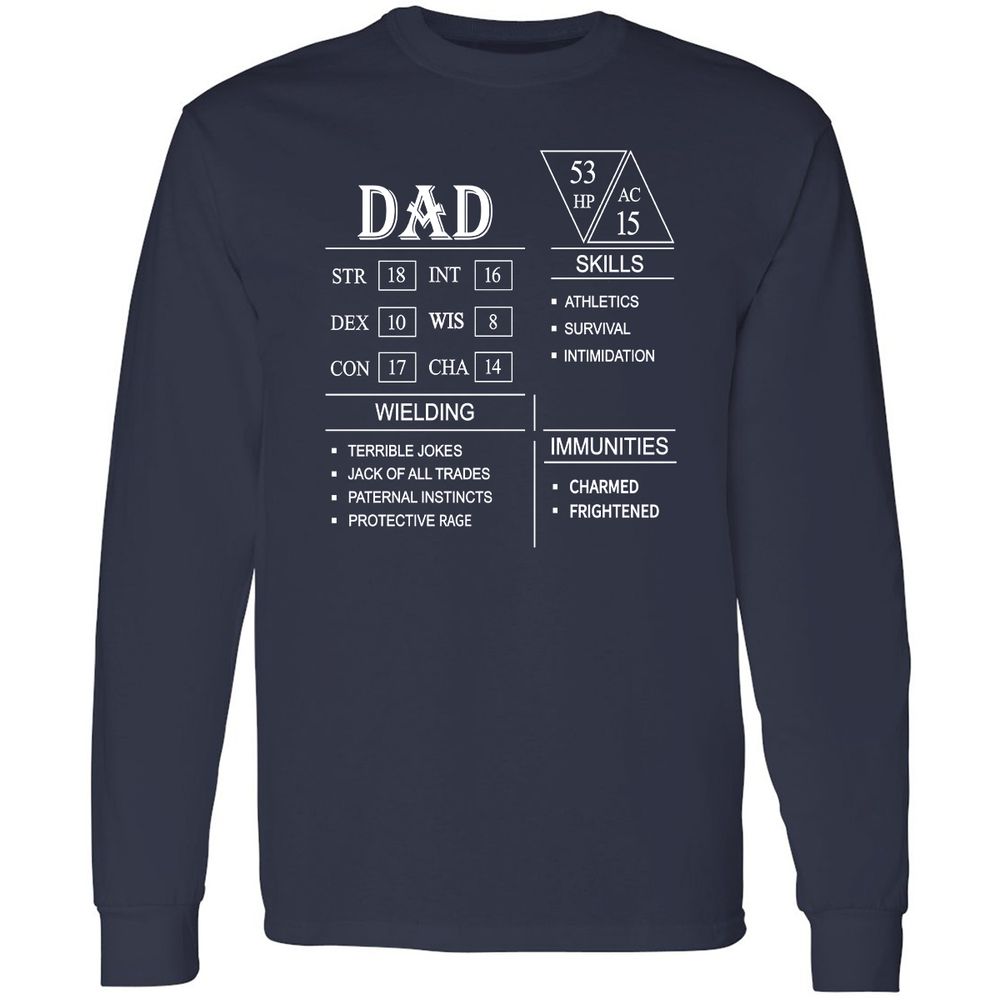 Dad Stat Block Long Sleeve T-Shirt - Navy - 2