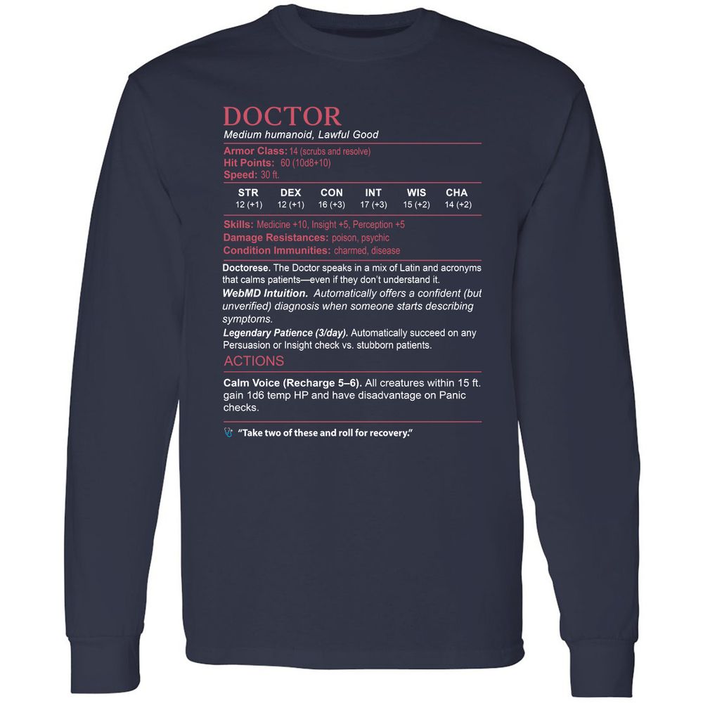 Doctor Stats Long Sleeve T-Shirt - Navy - 2