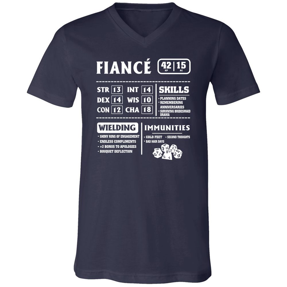 Fiance Stats Unisex V-Neck T-Shirt - Navy - 2
