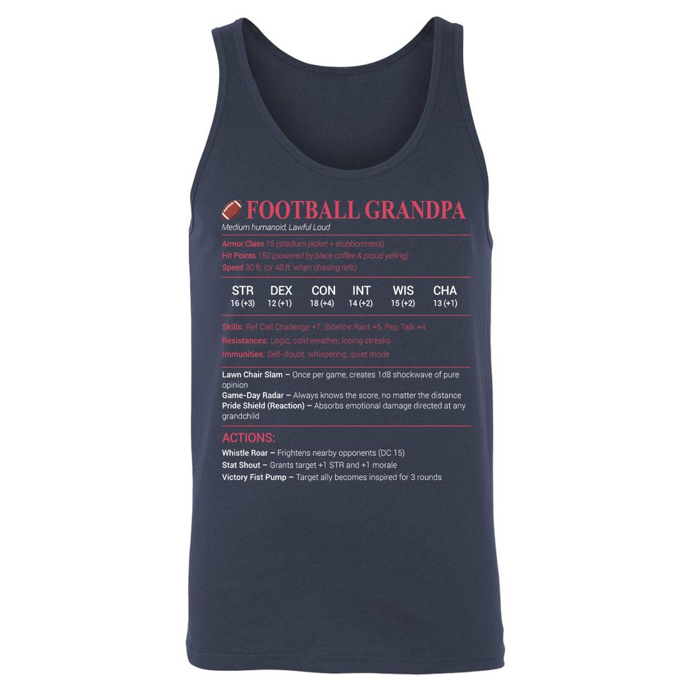 Football Grandpa Unisex Jersey Tank - Navy - 2
