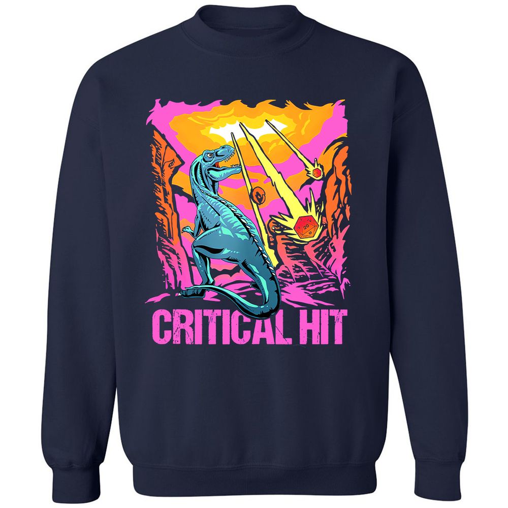 Dinosaur Critical Hit Classic Unisex Sweatshirt - Navy - 2