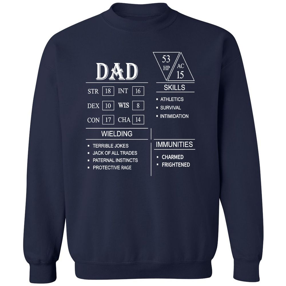 Dad Stat Block Classic Unisex Sweatshirt - Navy - 2