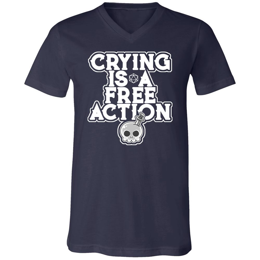 Crying Is A Free Action Unisex V-Neck T-Shirt - Navy - 2