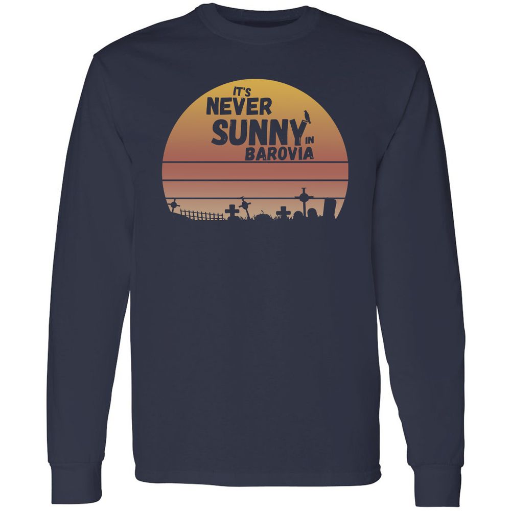 Vintage It's Never Sunny In Barovia Long Sleeve T-Shirt - Navy - 2