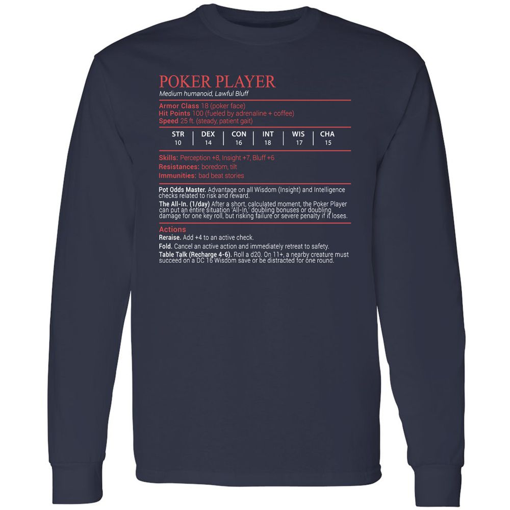 Poker Player Stats Block - Navy - 2