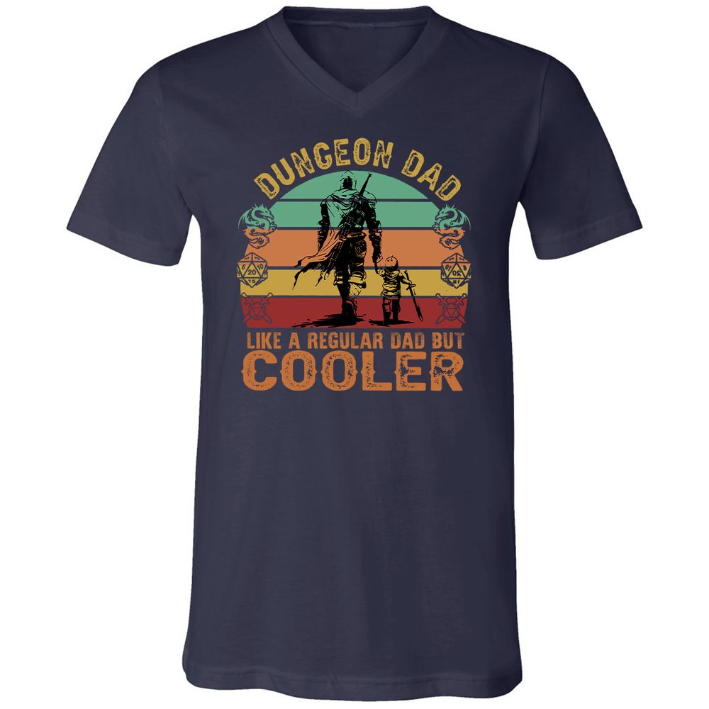 Dungeon Dad Like A Regular Dad Unisex V-Neck T-Shirt - Navy - 2