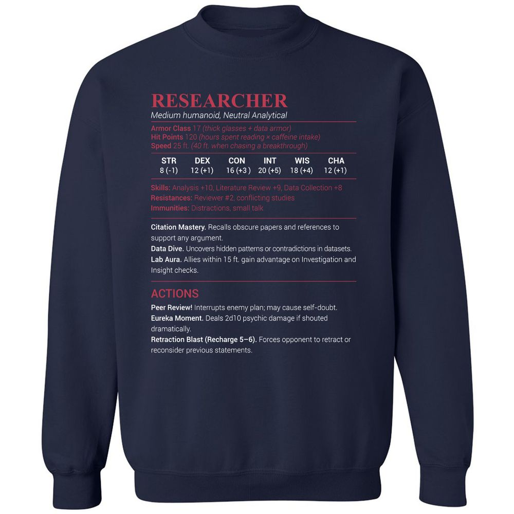 Researcher Stats Classic Unisex Sweatshirt - Navy - 2