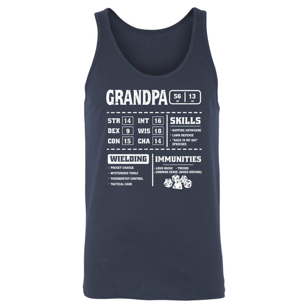 Grandpa Stats 2 Unisex Jersey Tank - Navy - 2