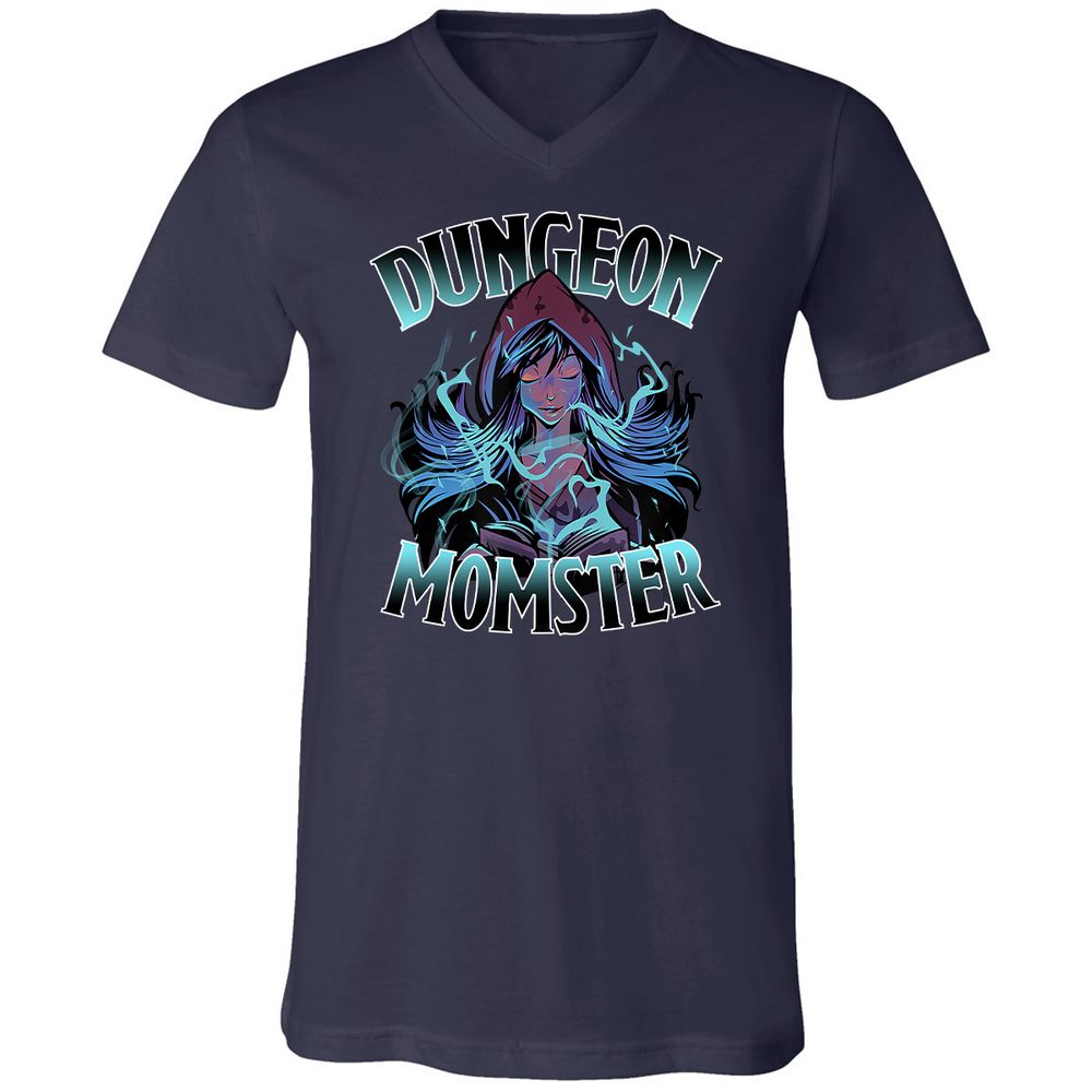 Dungeon Momster Unisex V-Neck T-Shirt - Navy - 2