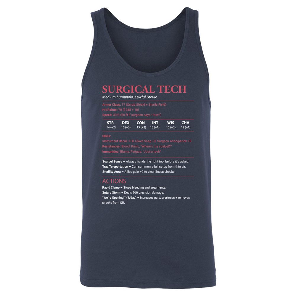 Surgical Tech Unisex Jersey Tank - Navy - 2