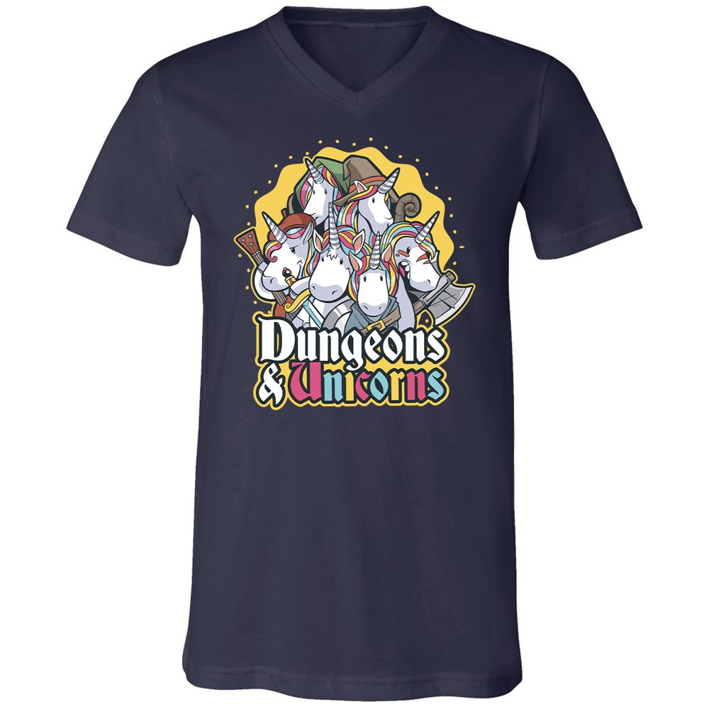 Dungeons And Unicorns Unisex V-Neck T-Shirt - Navy - 2