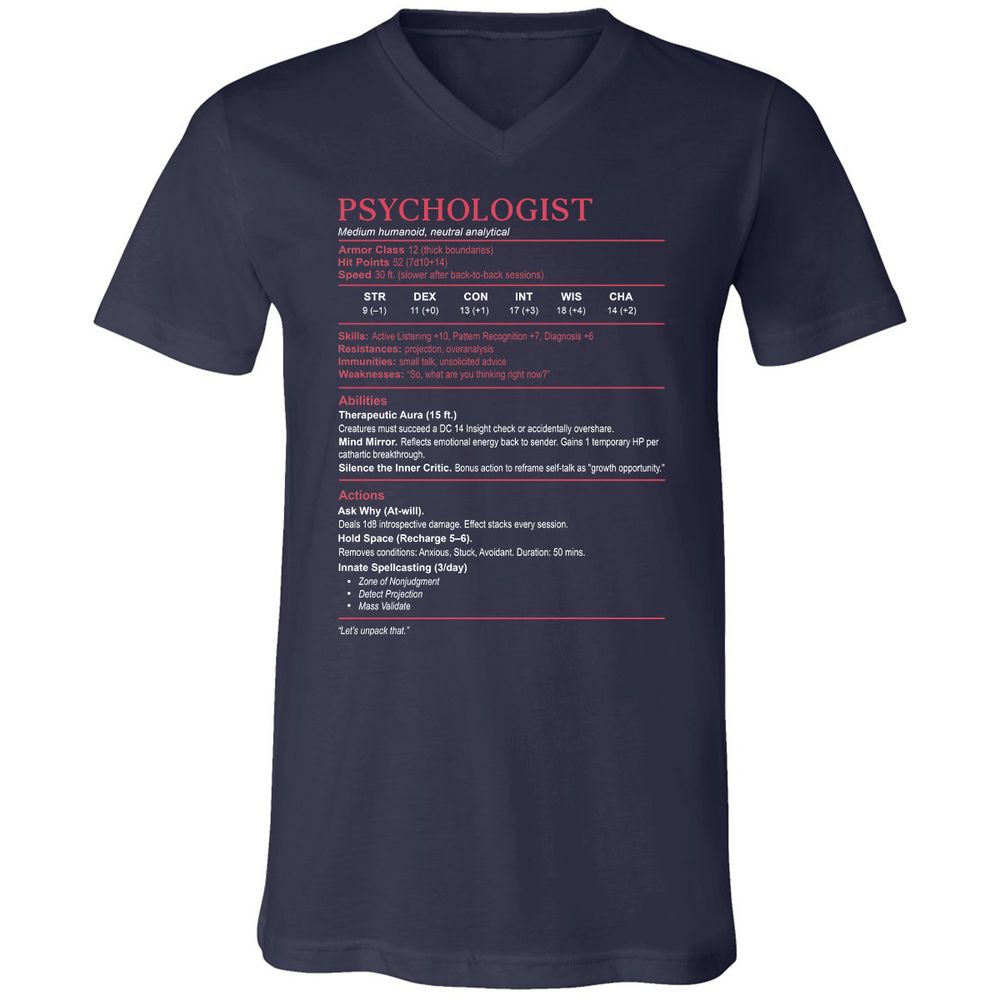 Psychologist Stats Unisex V-Neck T-Shirt - Navy - 2