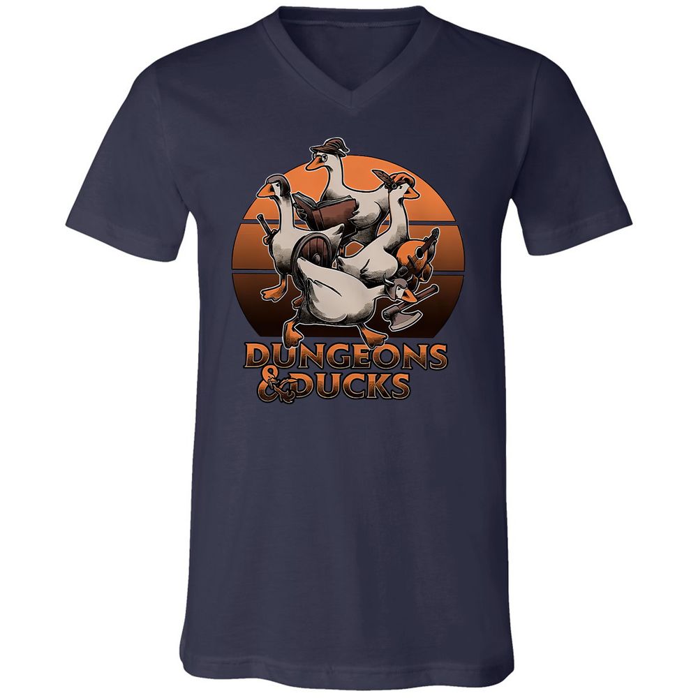 Dungeons And Ducks Unisex V-Neck T-Shirt - Navy - 2