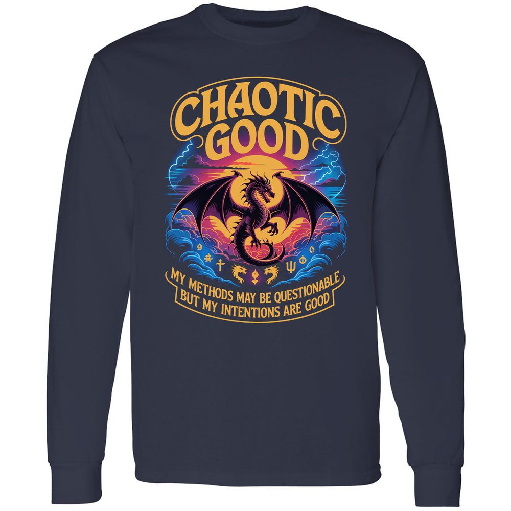 Chaotic Good Long Sleeve T-Shirt - Navy - 2