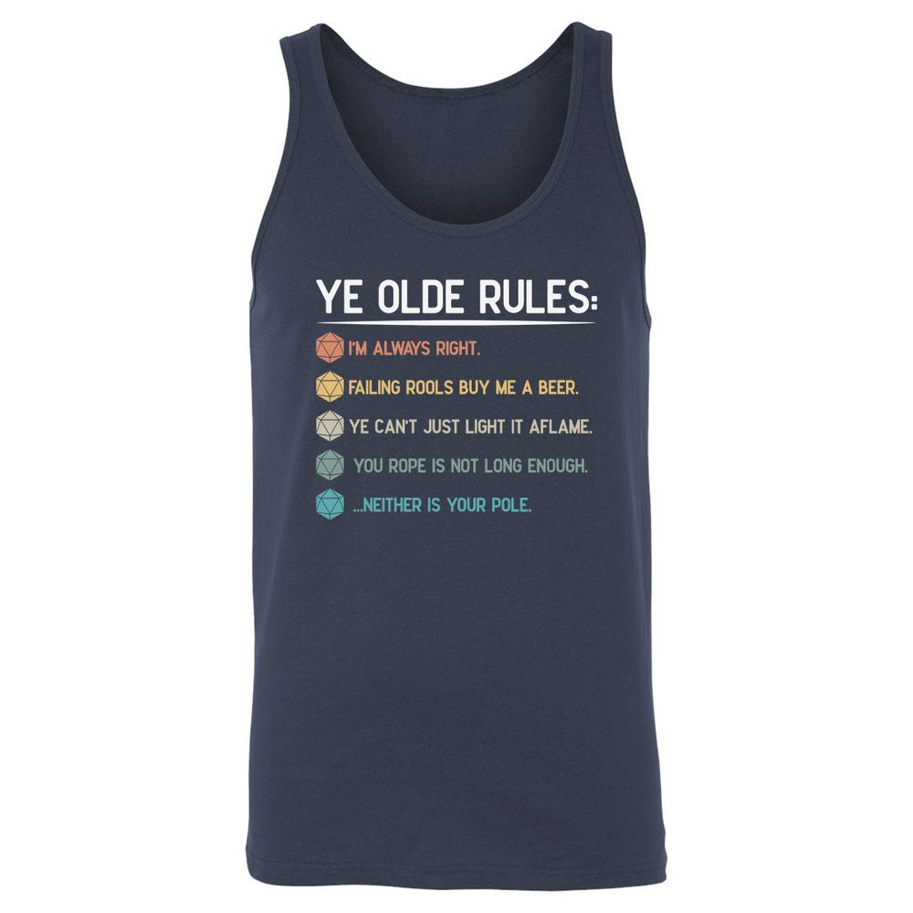 Dungeon Master Rules – Ye Olde RPG Unisex Jersey Tank - Navy - 2
