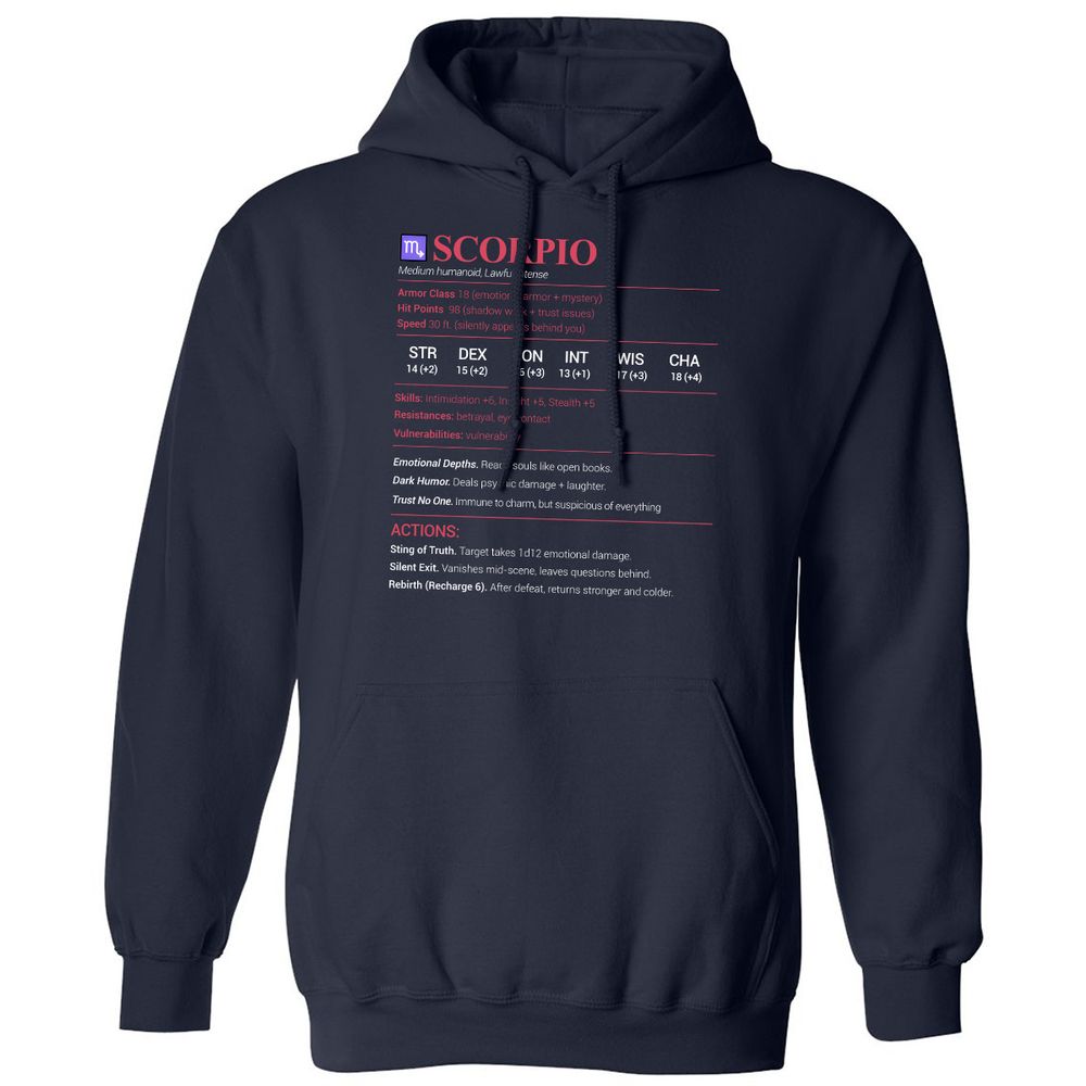 Scorpio Stats Classic Unisex Hoodie - Navy - 2