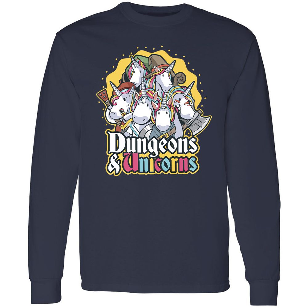 Dungeons And Unicorns Long Sleeve T-Shirt - Navy - 2