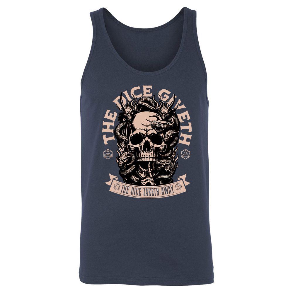 The Dice Giveth The Dice Taketh Away Unisex Jersey Tank - Navy - 2