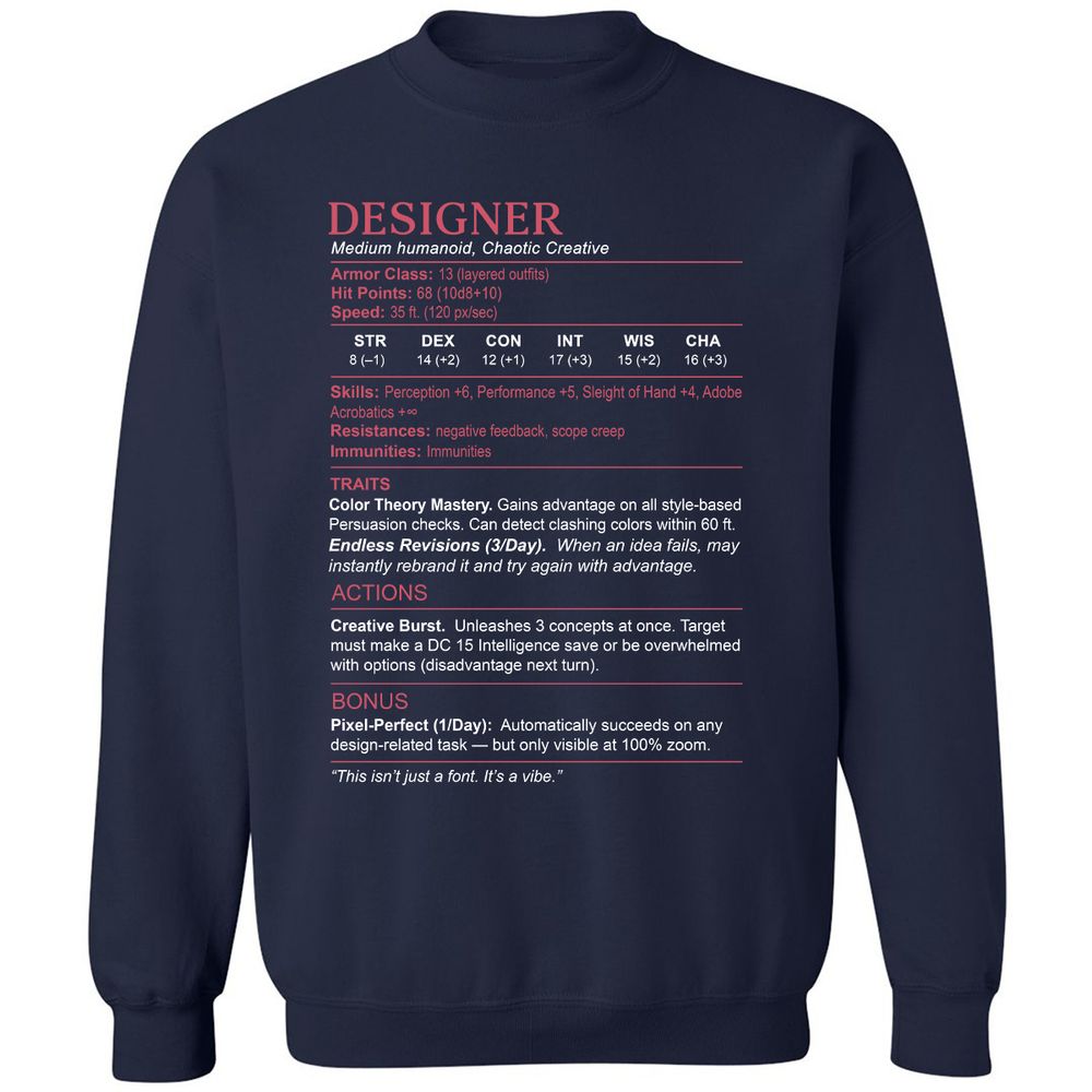 Designer Stats Classic Unisex Sweatshirt - Navy - 2