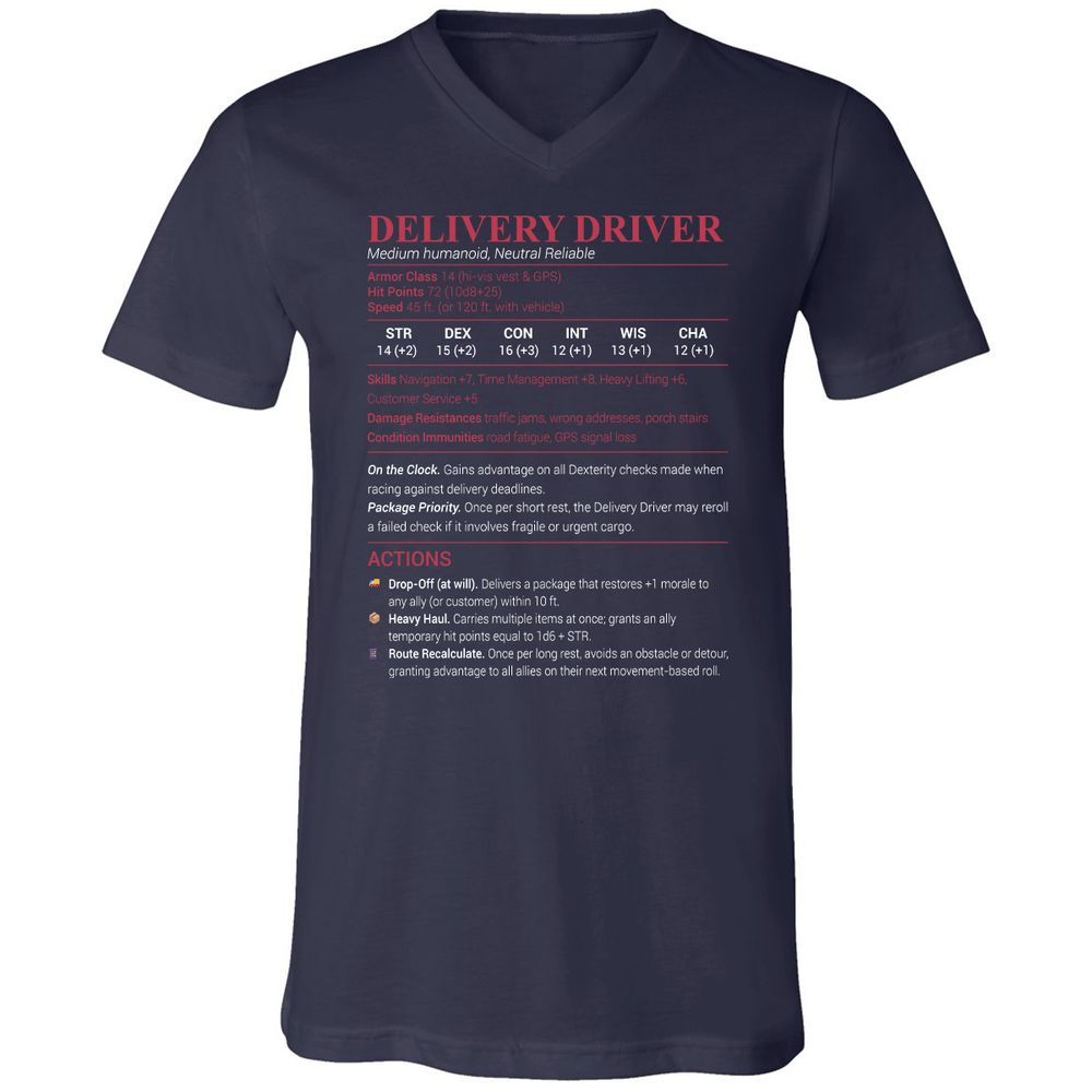 Delivery Driver Unisex V-Neck T-Shirt - Navy - 2