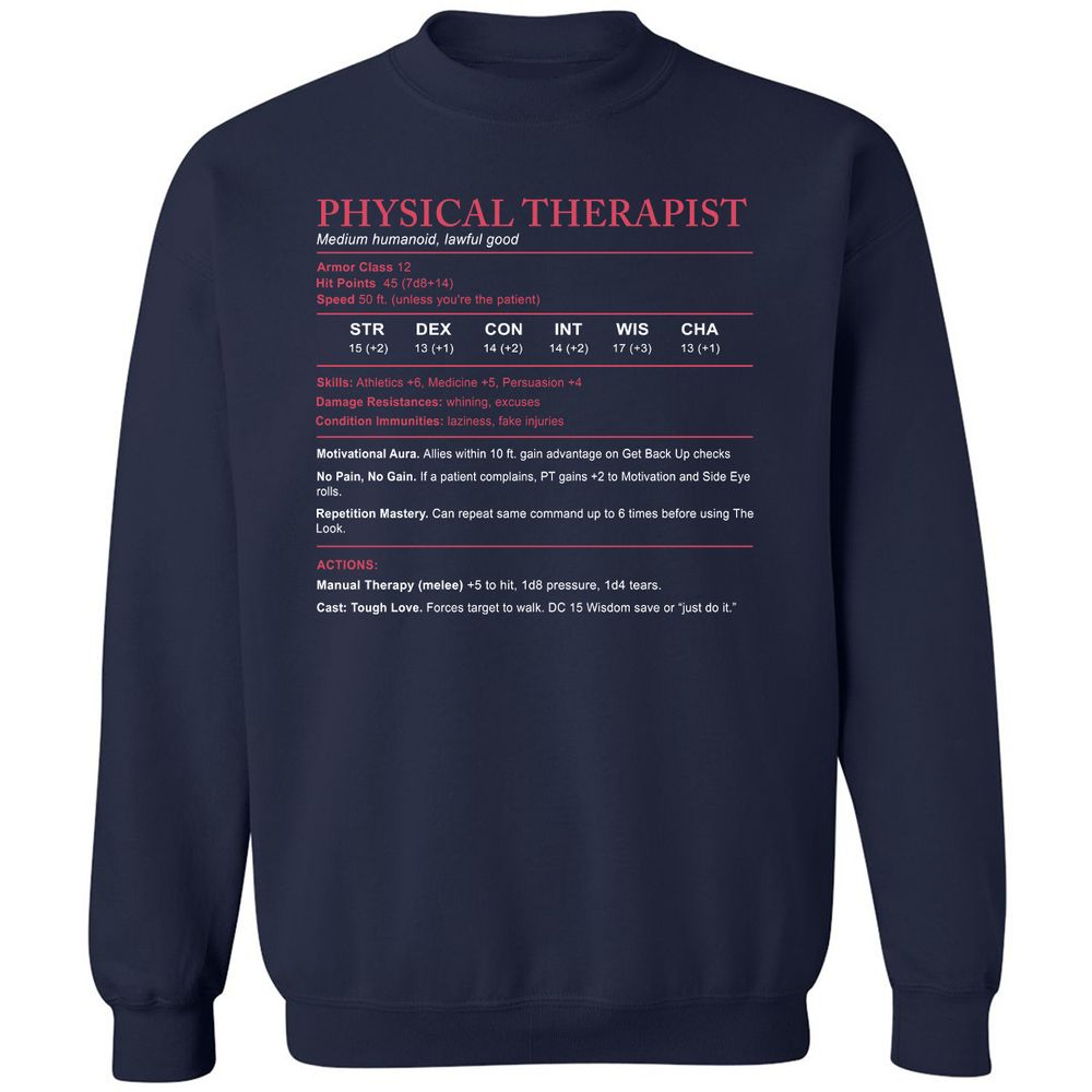 Physical Therapist Stats Classic Unisex Sweatshirt - Navy - 2