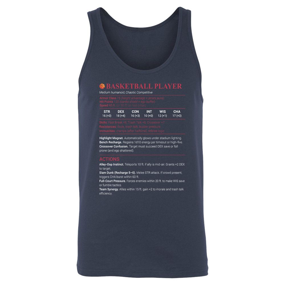 Basketball Player Unisex Jersey Tank - Navy - 2