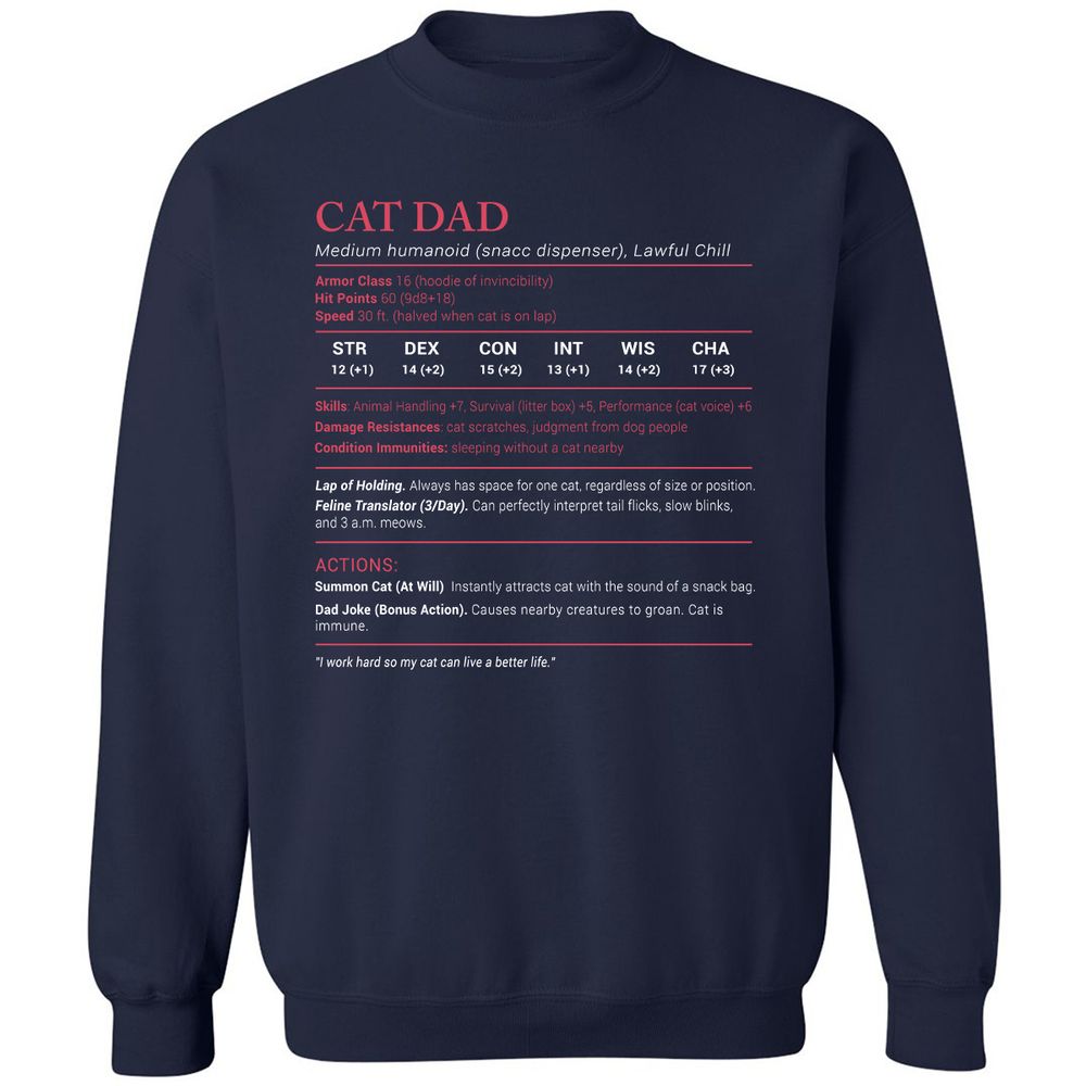 Cat Dad Stats Classic Unisex Sweatshirt - Navy - 2