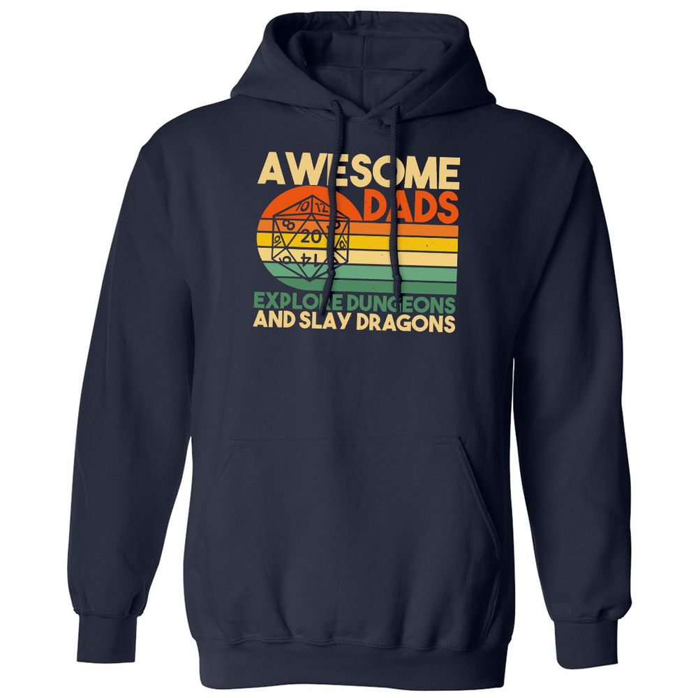 Awesome Dads Explore Dungeons Classic Unisex Hoodie - Navy - 2