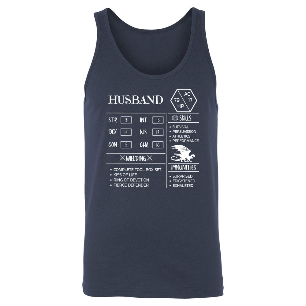 Husband Stats 2 Unisex Jersey Tank - Navy - 2
