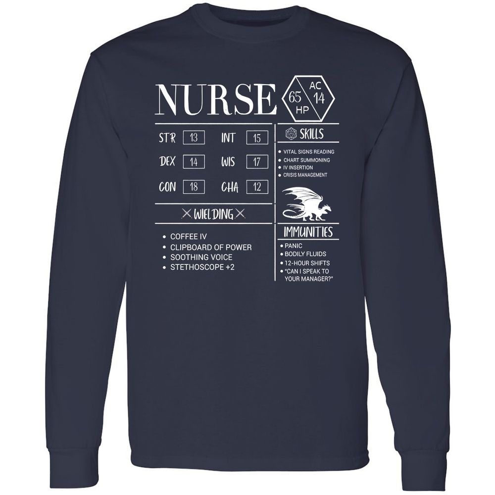 Nurse New Long Sleeve T-Shirt - Navy - 2