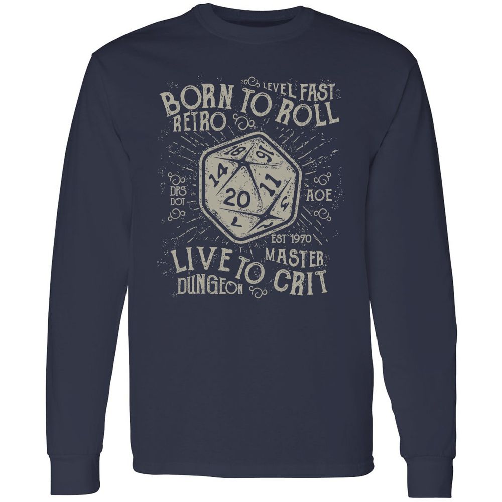 Born To Roll Live To Crit Long Sleeve T-Shirt - Navy - 2