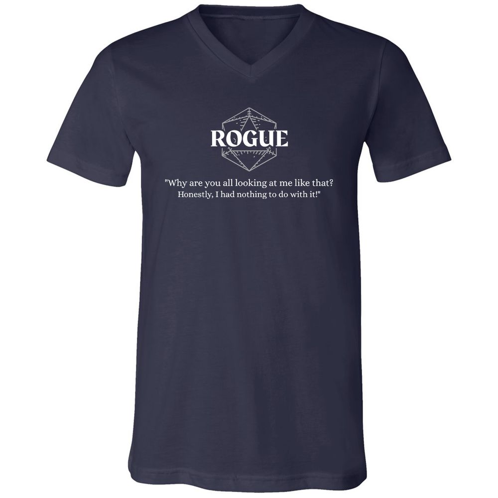 Rogue – Why Are You All Looking At Me Like That Unisex V-Neck T-Shirt - Navy - 2