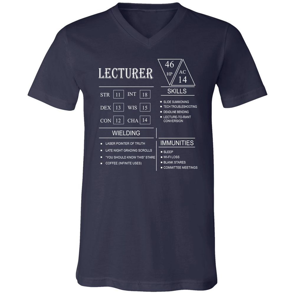 Lecturer New Unisex V-Neck T-Shirt - Navy - 2