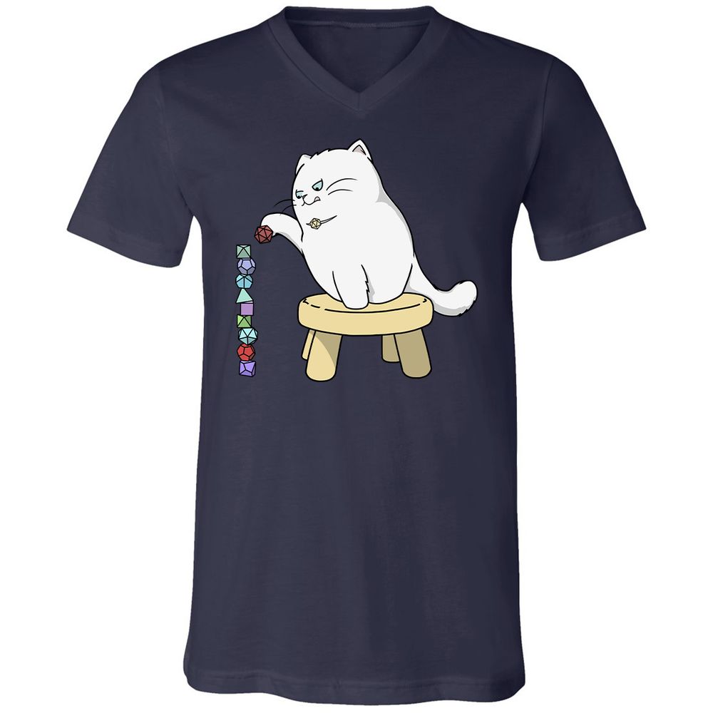 Cat Stacking Dice Unisex V-Neck T-Shirt - Navy - 2