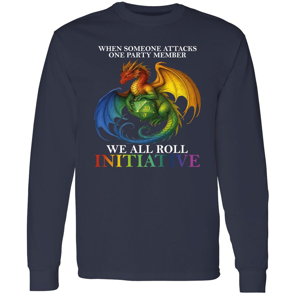 Dragon Roll For Initiative Long Sleeve T-Shirt - Navy - 2