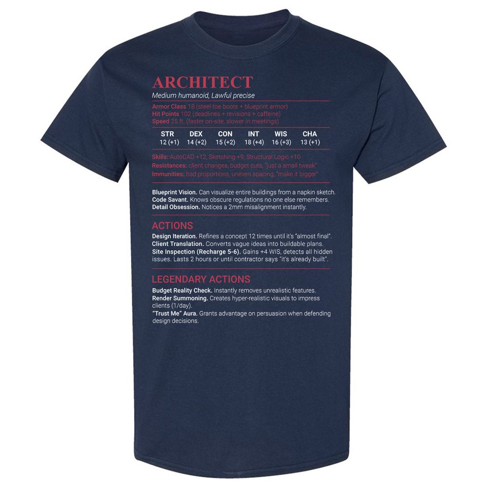 Architect Stats Classic Unisex T-Shirt - Navy - 2