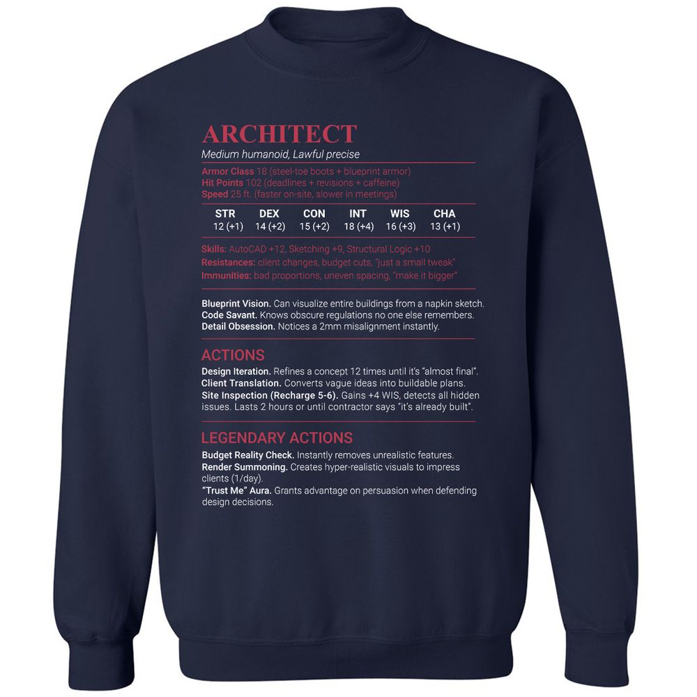 Architect Stats Classic Unisex Sweatshirt - Navy - 2