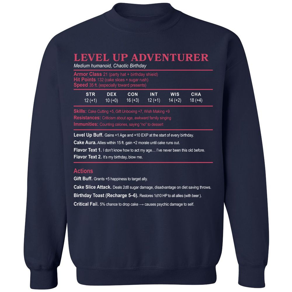 Level Up Adventurer Classic Unisex Sweatshirt - Navy - 2