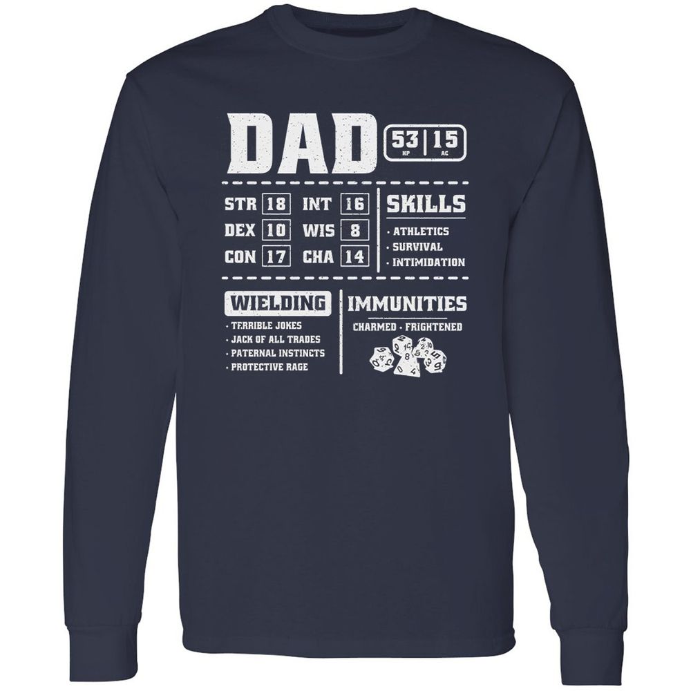Dad Stat Block 2 Long Sleeve T-Shirt - Navy - 2