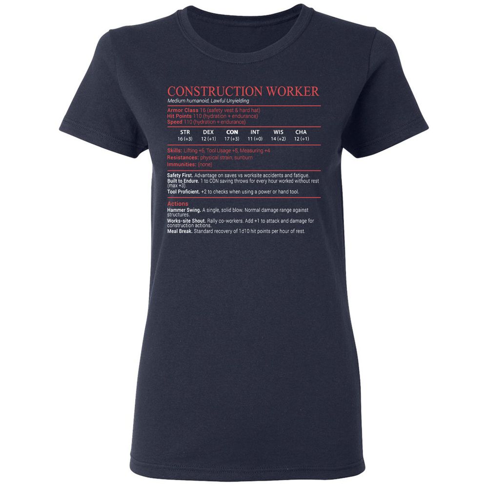 Construction Worker Stats Block - Navy - 2