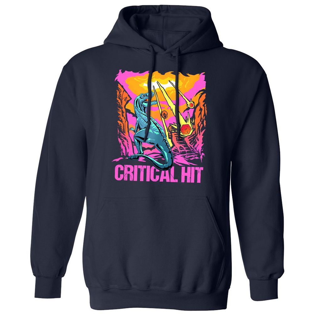 Dinosaur Critical Hit Classic Unisex Hoodie - Navy - 2