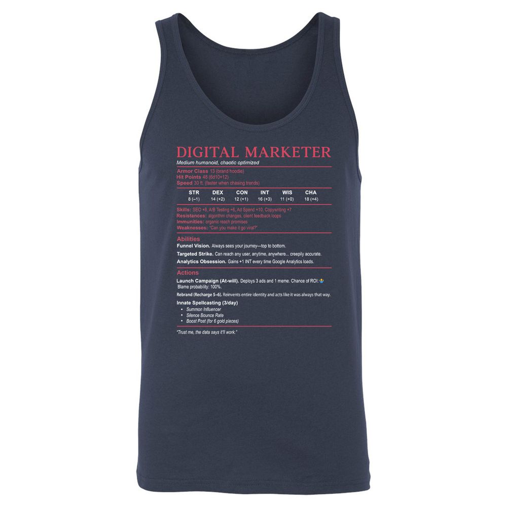Digital Marketer Stats Unisex Jersey Tank - Navy - 2