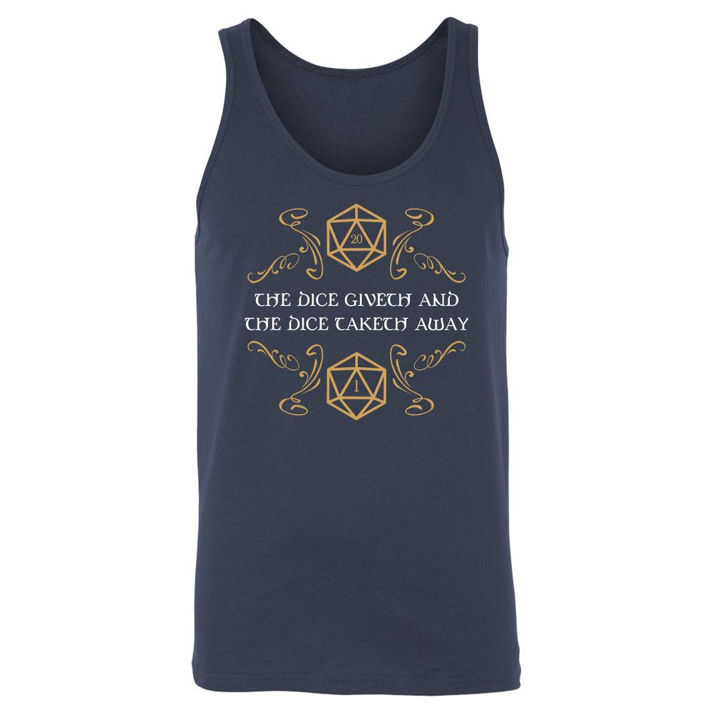 The Dice Giveth and Taketh Away Natural 20 and Critical Fail Unisex Jersey Tank - Navy - 2